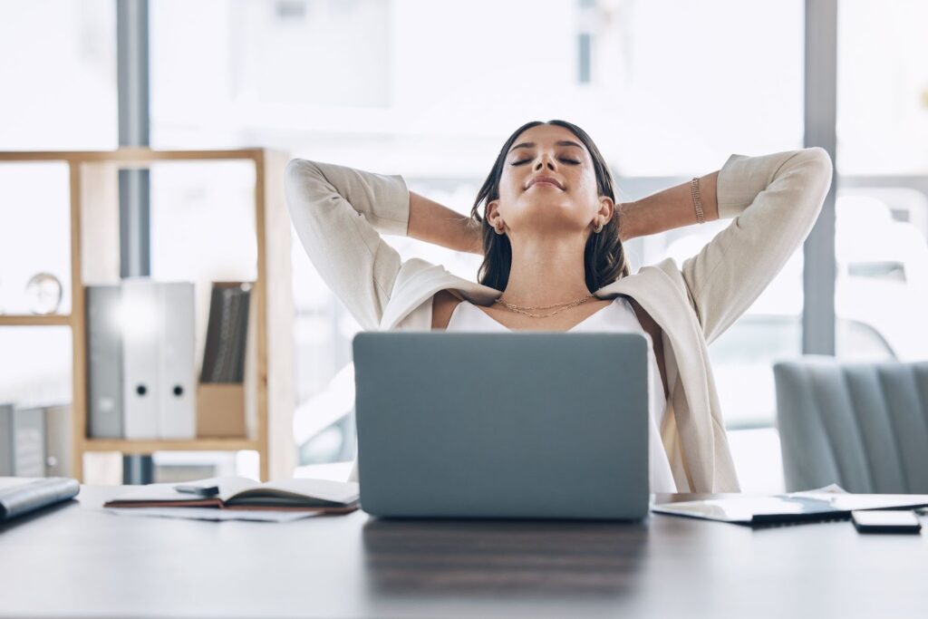 woman taking a quick break from work