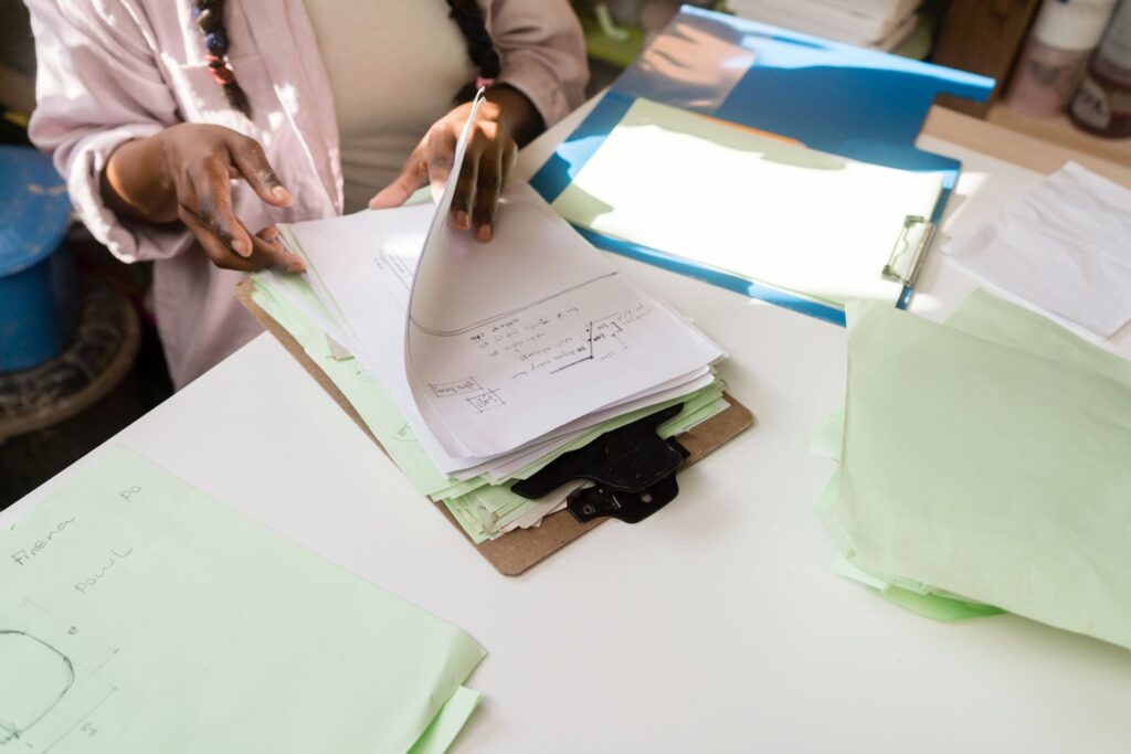 employee dealing with paper work