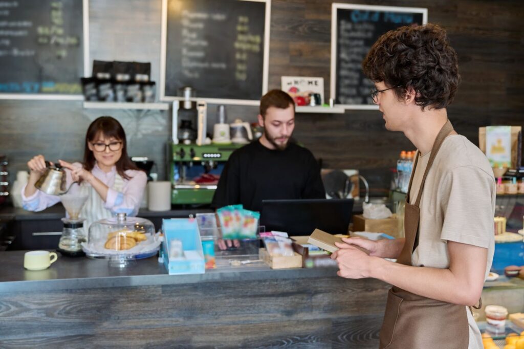 workers in a coffee shop