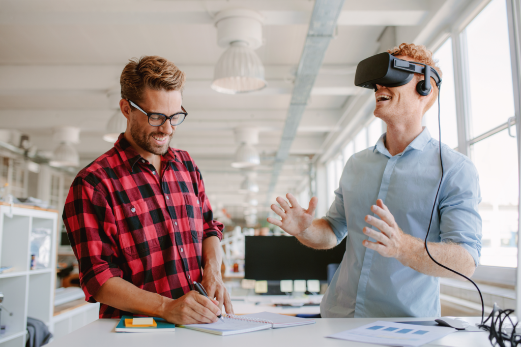 Men learning through VR technology