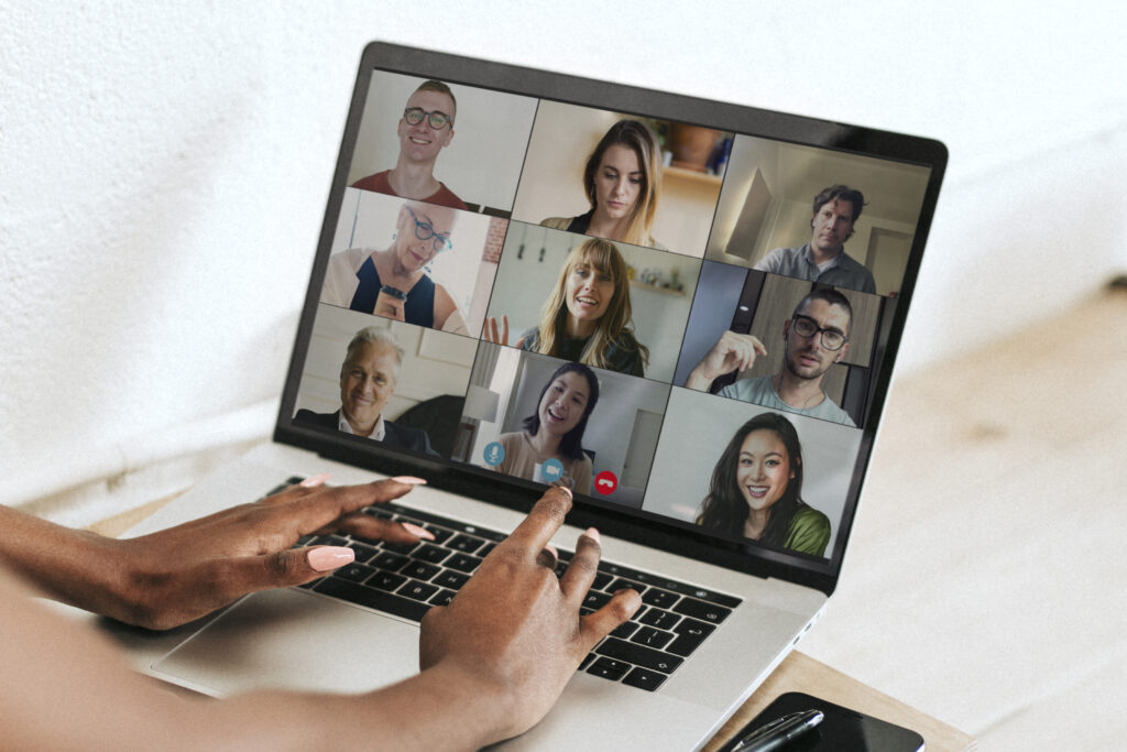 A close up of people in a virtual meeting