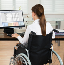 Girl working in wheelchair